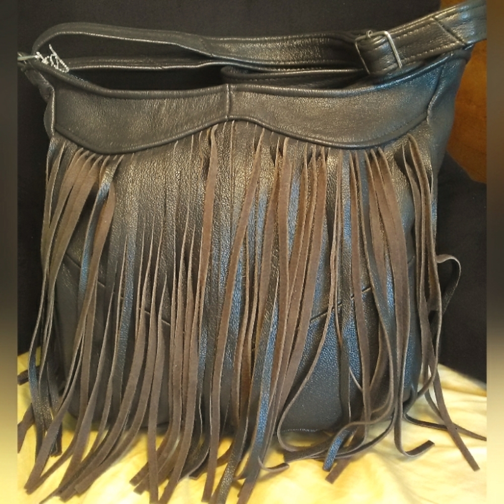 BNWOT HANDMADE MEXICAN LEATHER BROWN Fringe Shoulder Bag W/ Bohemian Flair 🔥🔥